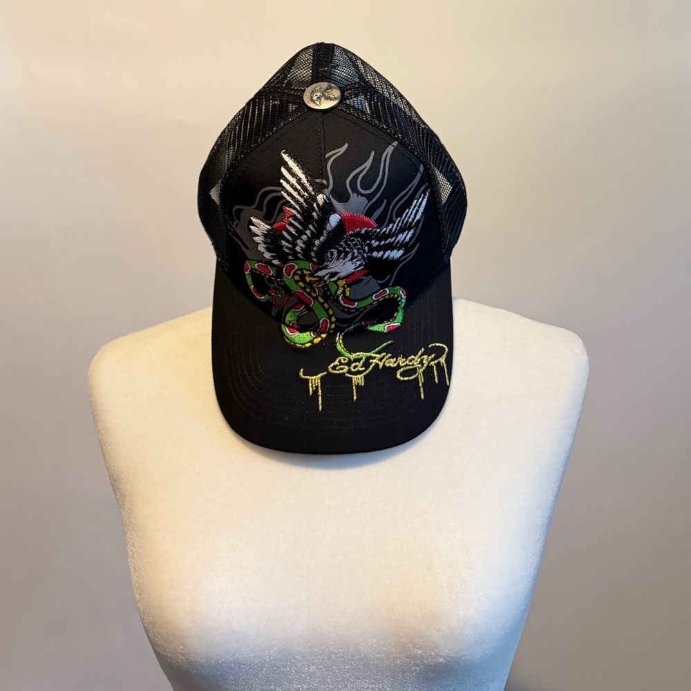 Ed Hardy Black Hat with Colorful Graphic